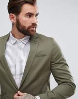 Thumbnail for your product : ASOS Design Skinny Blazer In Khaki Cotton