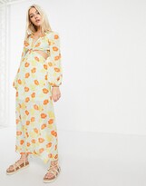 Thumbnail for your product : ASOS DESIGN long sleeve ring detail maxi in pastel floral
