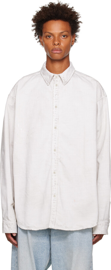 Balenciaga Beige Paint Splatter Shirt - ShopStyle