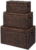 Thumbnail for your product : Set Of 3 Arrow Weave Wicker Storage Chests - Chocolate