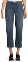 Thumbnail for your product : Eileen Fisher Plus Size High-Rise Slim Frayed-Hem Ankle Jeans