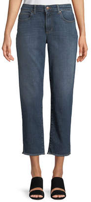 Eileen Fisher Plus Size High-Rise Slim Frayed-Hem Ankle Jeans