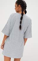 Thumbnail for your product : PrettyLittleThing Burgundy Striped Oversized T Shirt Dress