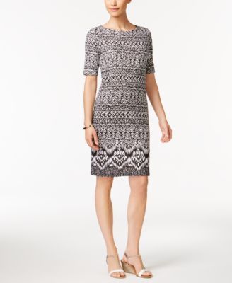 Karen Scott Petite Geo-Print Sheath Dress, Created for Macy's