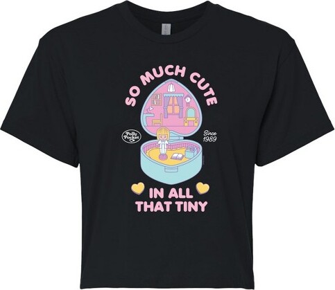 Polly Pocket Women'sPollyPocketSoMuchCuteInAllThatTinyCroppedGraphicT-Shirt-Black-Medium