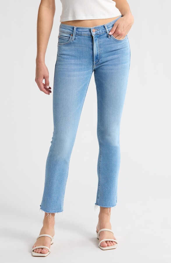 Mother The Dazzler Lil Mid Rise Fray Hem Ankle Jeans