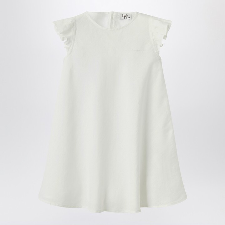 White linen dress with ruffles