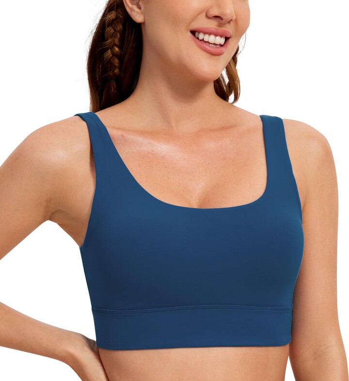 CRZ YOGA Womens ButterLuxe U Back Sports Bra - Padded Low Impact Crop Top  Workout Yoga Sport Bra French Navy S - ShopStyle