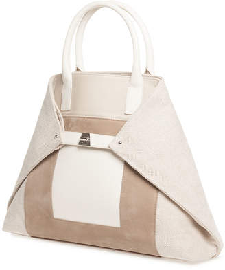 Akris Ai Medium Canvas & Leather Top-Handle Bag