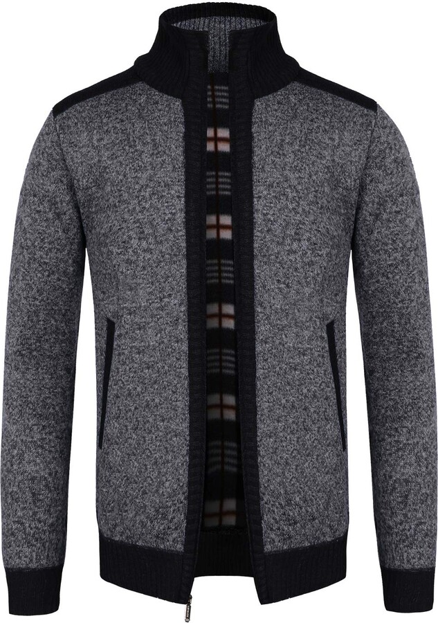 mens lined zip up cardigan
