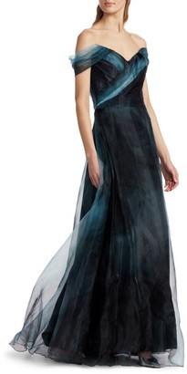 Rene Ruiz Collection Off-The-Shoulder Organza Gown