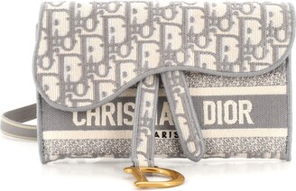 Used Grey Christian Dior Saddle Slim Pouch Belt Bag Grey Dior Oblique  Canvas Houston,TX