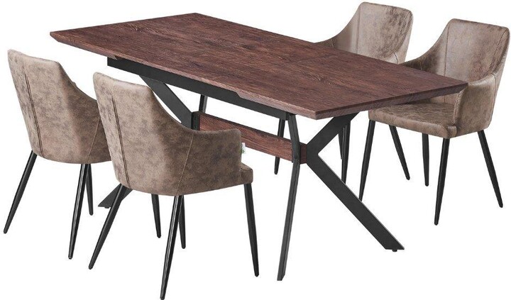 Life Interiors 'Zarah Blaze' LUX Dining Set with a Table & 4 Chairs ...