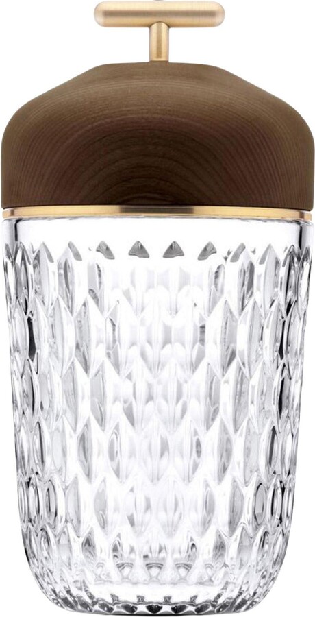 St. Louis Crystal Folia In Dark Ash Wood And Brass With Clear Glass