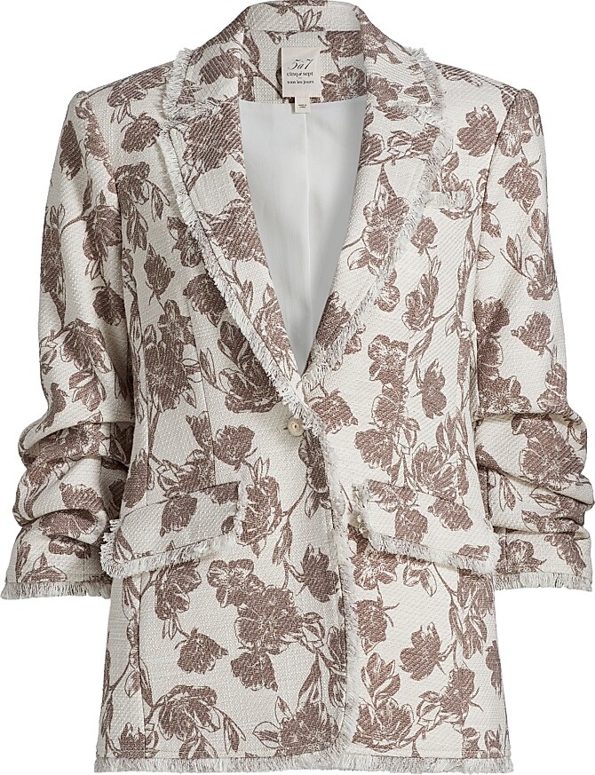 Cinq à Sept Women's Vivienne Khloe Floral Boucle Blazer - Ivory Walnut Grey - Size 00