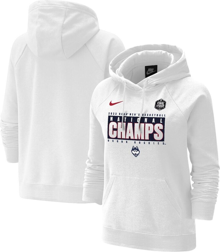 Women's Nike White UConn Huskies 2023 Ncaa Men's Basketball National Champions Pebble Tri-Blend Pullover Hoodie