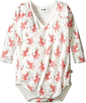Oeuf Kimono Bodysuits (Baby) - White With Pink Unicorns - 6-12 Months
