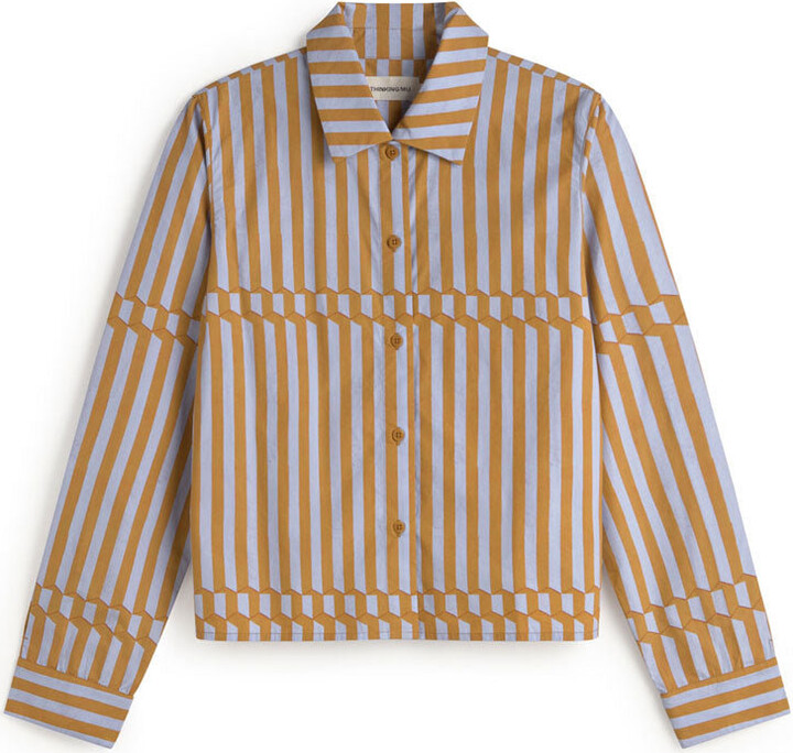 Thinking Mu Yellow Poplin Striped Esque Duna Blouse