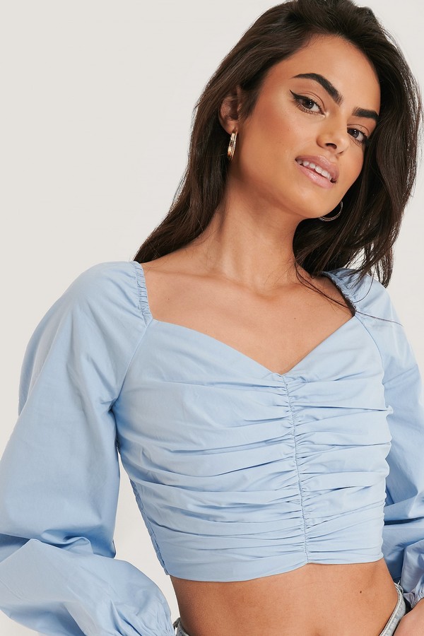 Gathered Front Cotton Blouse