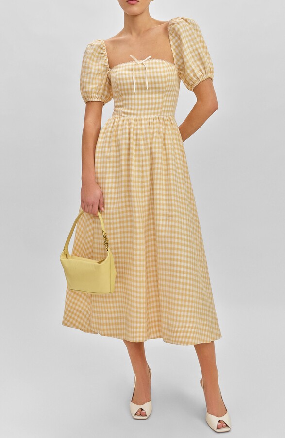 Reformation Marella Puff Sleeve Linen Dress