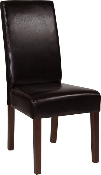 Flash Furniture FlashFurnitureGreenwichSeriesBrownLeatherSoftUpholsteredPanelBackMid-CenturyParsonsDiningChair