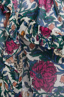 Veronica Beard Abra ruffled floral-print metallic silk-crepon blouse