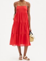Thumbnail for your product : Loup Charmant Murax Tiered Organic-cotton Voile Dress - Red