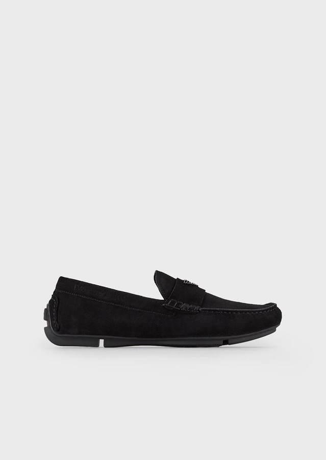 mens black suede drivers