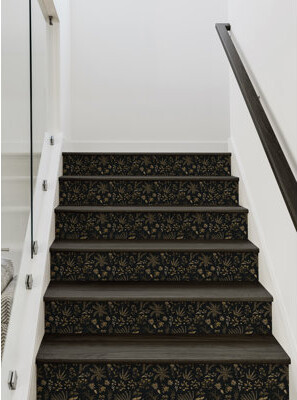 Simple Shapes Plant Pattern Floral Peel And Stick Stair Riser Strips