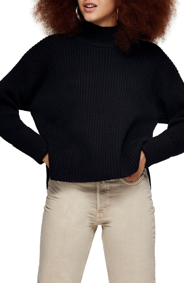 Topshop Mock Neck Crop Sweater - ShopStyle