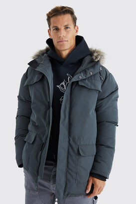Grey Parka Fur Hood | ShopStyle UK