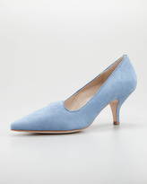 Thumbnail for your product : Elizabeth and James Clark Pointed-Toe Suede Smoking-Slipper Pump, Soft Blue