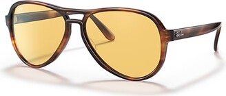 Ray-Ban Sunglasses Unisex Vagabond Reloaded - Striped Havana Frame Yellow Lenses 58-15