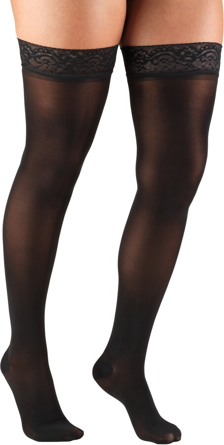 Truform Women’s Stockings, Thigh High, Sheer: 30-40 mmHg, Black, X-Large