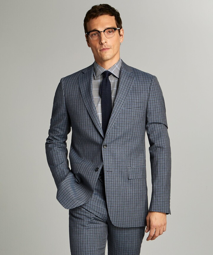 Todd Snyder Sutton Wool Linen Suit Jacket in Grey Navy Check - ShopStyle