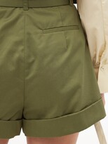 Thumbnail for your product : Self-Portrait High-rise Embroidered Cotton Shorts - Khaki