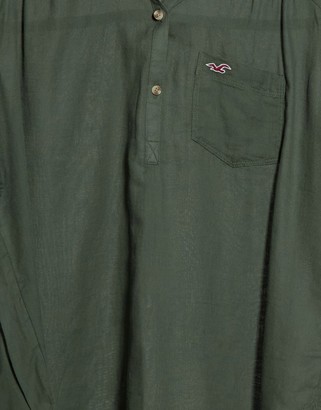 Hollister sheer button-through shirt in khaki