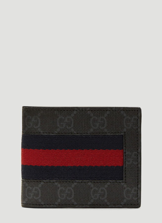 Gucci Bifold Wallet GG Supreme Web Black in Coated Canvas - US