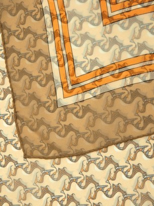 Burberry Unicorn-monogram Silk-chiffon Scarf - Beige Multi