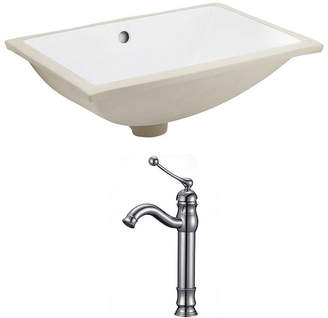 American Imaginations 18.25-in. W CUPC Rectangle Undermount Sink Set InWhite - Chrome Hardware With Deck Mount CUPC Faucet