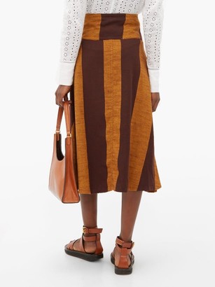 Ace&Jig Maisie Patch-pocket Striped Cotton Midi Skirt - Brown Multi