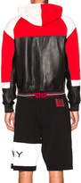 Thumbnail for your product : Givenchy Perforated Leather Felpa Hoodie in Black & Red & White | FWRD