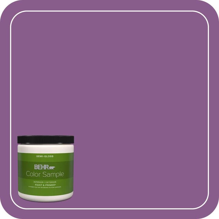 BEHR PREMIUM PLUS 8 oz. #670B-7 Candy Violet Semi-Gloss Interior/Exterior Paint & Primer Color Sample