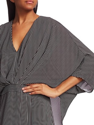 Halston Striped Kimono-Sleeve Dress
