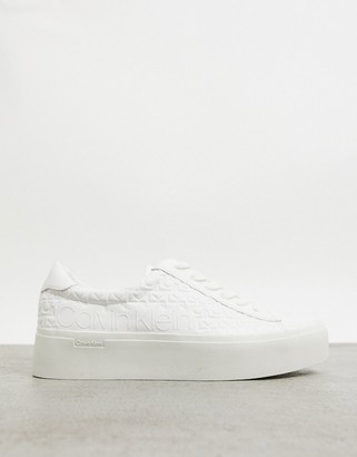 Calvin Klein janika flatorm logo sneakers in white - ShopStyle