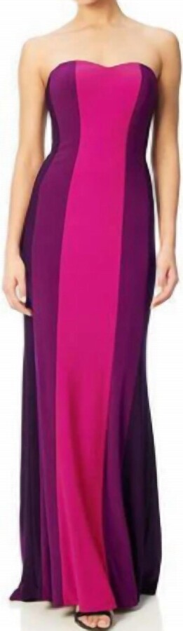 Color Blocked Jersey Gown In Fuchsia/purple