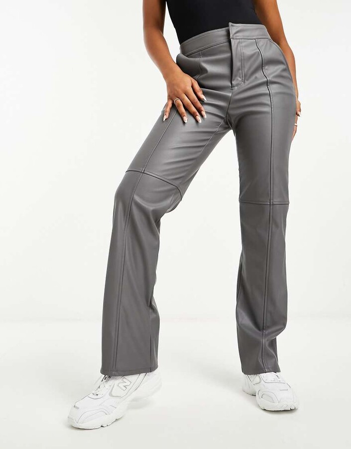 Asos Design Leather Straight Leg Jeans ASOS DESIGN Leather Look