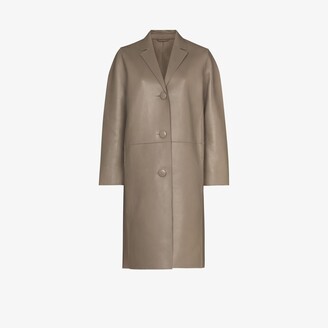 Stand Studio Neutrals Moa Single-Breasted Leather Coat