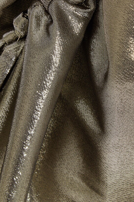 Ellery Laura Asymmetric Ruched Silk-blend Lame Midi Skirt