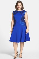Thumbnail for your product : Tadashi Shoji Sequin Appliqué Fit & Flare Dress (Plus Size)
